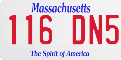 MA license plate 116DN5