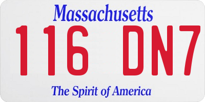 MA license plate 116DN7
