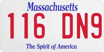 MA license plate 116DN9