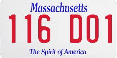 MA license plate 116DO1