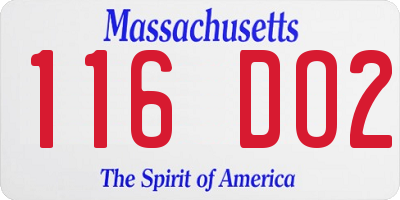 MA license plate 116DO2
