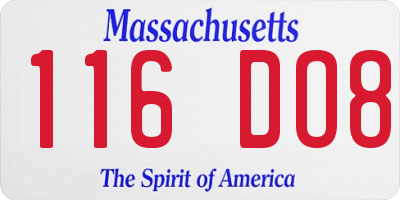 MA license plate 116DO8