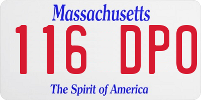 MA license plate 116DP0