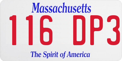 MA license plate 116DP3