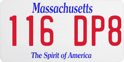 MA license plate 116DP8