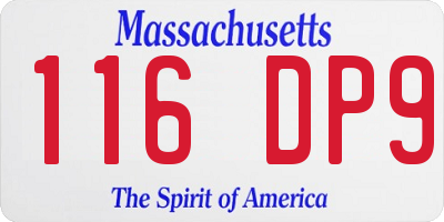 MA license plate 116DP9