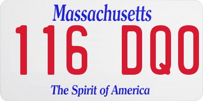 MA license plate 116DQ0