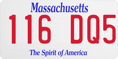 MA license plate 116DQ5