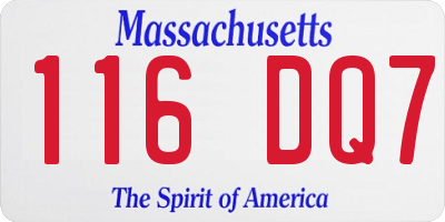 MA license plate 116DQ7