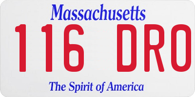 MA license plate 116DR0