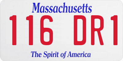 MA license plate 116DR1