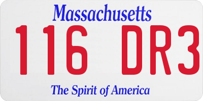 MA license plate 116DR3