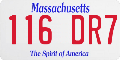 MA license plate 116DR7