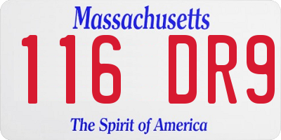 MA license plate 116DR9