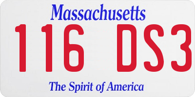 MA license plate 116DS3