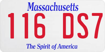 MA license plate 116DS7