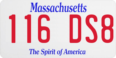 MA license plate 116DS8