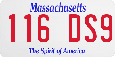 MA license plate 116DS9