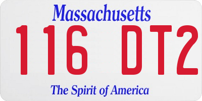 MA license plate 116DT2