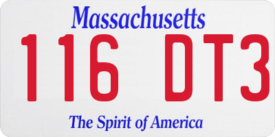MA license plate 116DT3