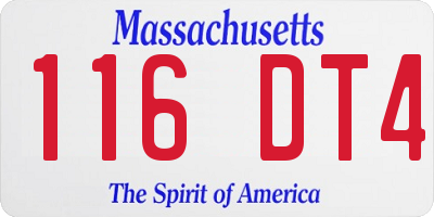MA license plate 116DT4