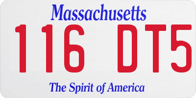 MA license plate 116DT5