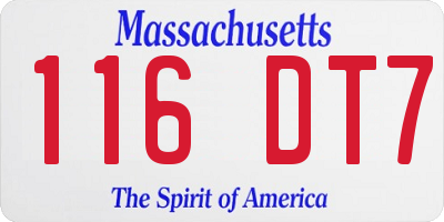 MA license plate 116DT7