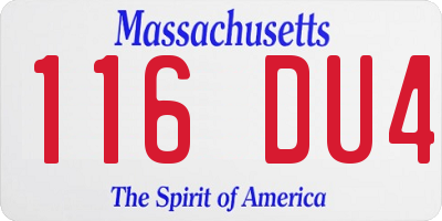 MA license plate 116DU4