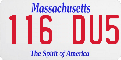 MA license plate 116DU5