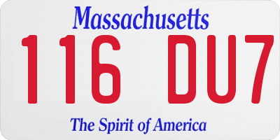MA license plate 116DU7