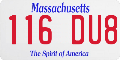 MA license plate 116DU8