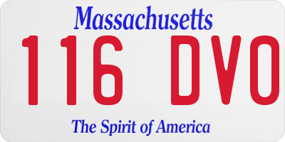 MA license plate 116DV0