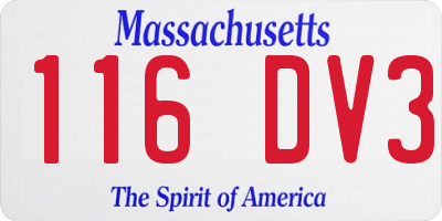 MA license plate 116DV3