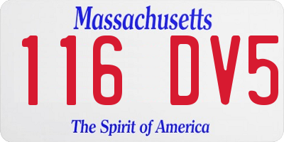 MA license plate 116DV5