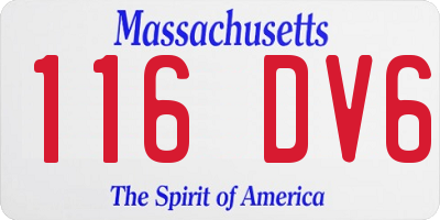 MA license plate 116DV6
