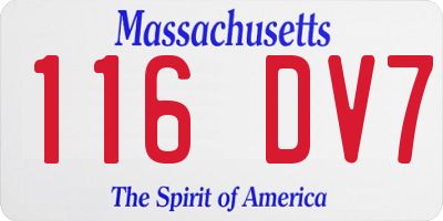 MA license plate 116DV7