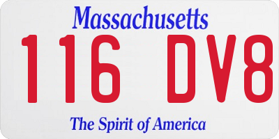 MA license plate 116DV8