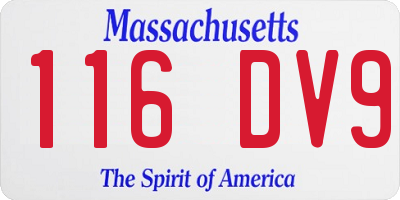 MA license plate 116DV9