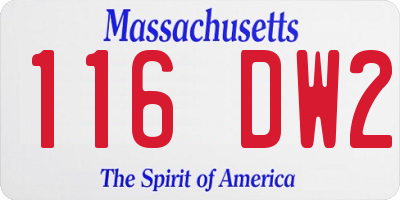 MA license plate 116DW2