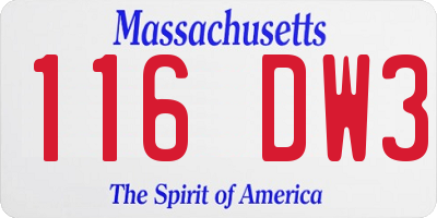 MA license plate 116DW3