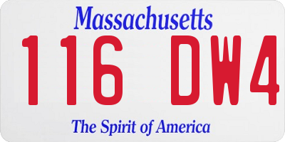 MA license plate 116DW4