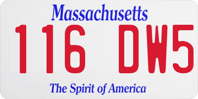 MA license plate 116DW5