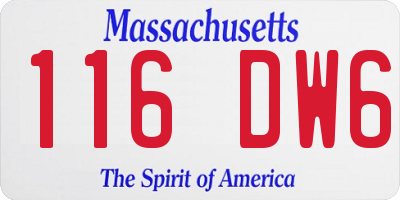 MA license plate 116DW6