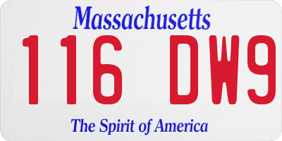 MA license plate 116DW9