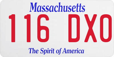 MA license plate 116DX0