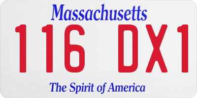 MA license plate 116DX1