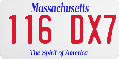 MA license plate 116DX7