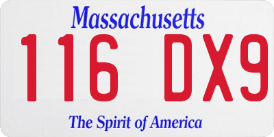 MA license plate 116DX9