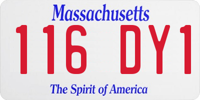 MA license plate 116DY1
