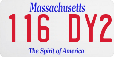 MA license plate 116DY2